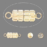 5x10mm Gold-Plated Brass Corrugated Oval Magnetic CLASP