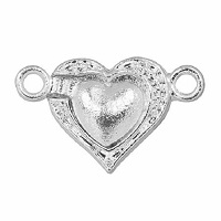 20x13mm 2-Piece, Silver Plated HEART MAGNETIC CLASP Silver