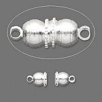 6x12mm Silver-Plated Brass Double Ball Magnetic CLASP