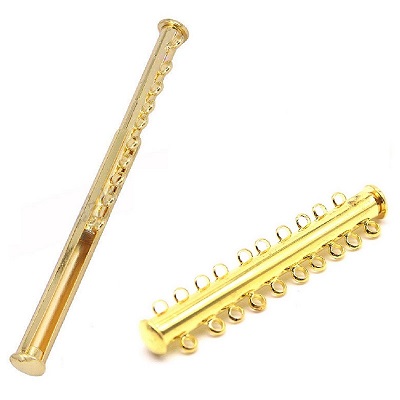 55mm (2-11/64") 10-Ring Magnetic SLIDE BAR  CLASP, Gold