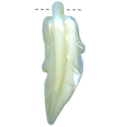 20x50mm Mother of Pearl Carved FEATHER Pendant/Focal Bead