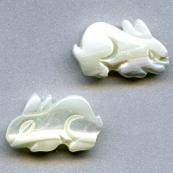 11x18mm White Mother of Pearl RABBIT Animal Fetish Beads