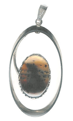 1-1/2" x 2" MONTANA AGATE OVAL Pendant