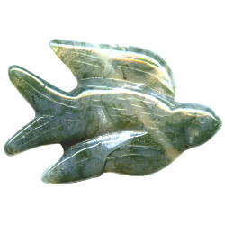 25x40mm Moss Agate (Flat-Back) SWALLOW/BIRD Bead