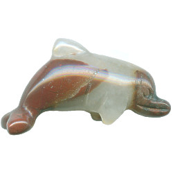 10x25mm 3-D Natural Agate DOLPHIN Animal Fetish Bead