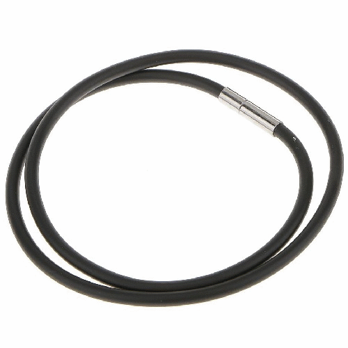 18" x 3mm Leather CORD NECKLACE, Black with Stainless Steel Bayonet Clasp