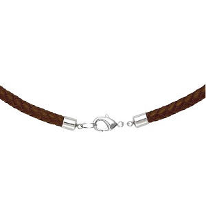 12" x 5mm Genuine Leather Braided CHOCKER CORD NECKLACE, Brown, with Steel Lobster Claw Clasp