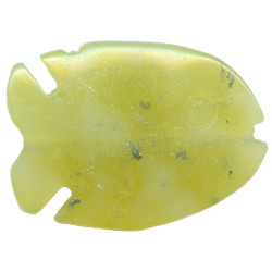 17x20mm Olive New Jade Serpentine FISH Animal Fetish Bead