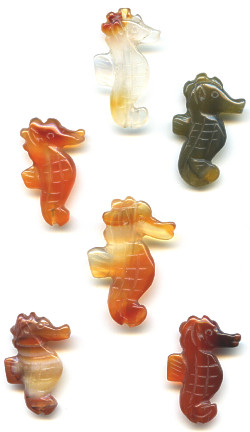 12x25mm Natural Agate SEAHORSE Animal Fetish Bead