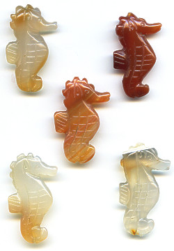 15x32 Natural Agate SEAHORSE Animal Fetish Bead