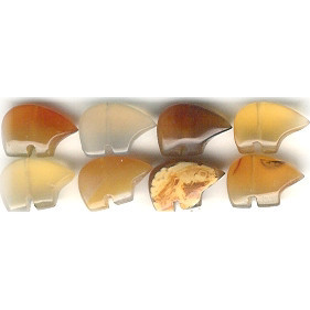 8x12mm Natural Agate ZUNI BEAR Animal Fetish Beads