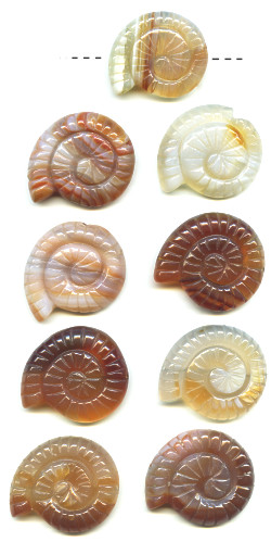 36x44mm Natural Agate NAUTILUS / SNAIL SHELL Pendant/Focal Bead