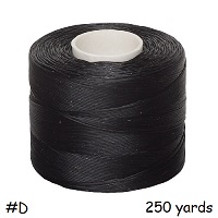 NYMO® Nylon Monocord BEADING THREAD, Size #D, 250 yrds Spool: Black