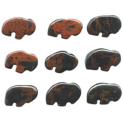 8x12mm Obsidian Mahogany Mini BUFFALO Animal Fetish Bead