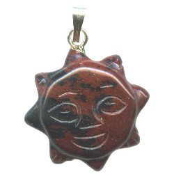 18mm Obsidian Mahogany SUN FACE Charm/Pendant Bead - With Loop & Bail