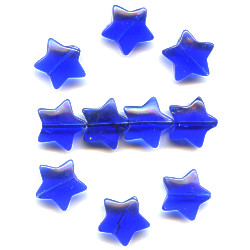 12mm Transparent Dark Blue Pressed Glass STAR Beads