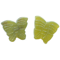 16x18mm Olive New Jade (Serpentine) BUTTERFLY, MOTH Animal Fetish Beads