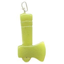 12x26mm Olive Jade Serpentine TOMAHAWK Charm/Pendant - with Loop & Bail