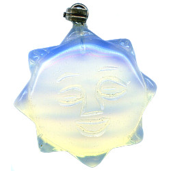 24mm Opalite SUN FACE Charm/Pendant Bead - With Loop & Bail