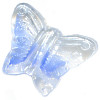13x15mm Crystal & Blue Givre Pressed Glass BUTTERFLY Beads