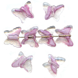 13x15mm Crystal & Lavender Givre Pressed Glass BUTTERFLY Beads