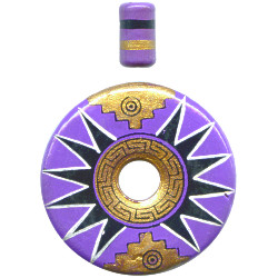 40mm Hand Painted Peruvian Ceramic DONUT Pendant Set