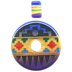 40mm Hand Painted Peruvian Ceramic DONUT Pendant Set