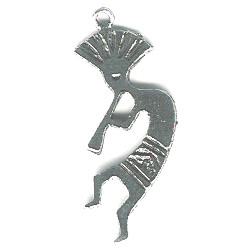 20x40mm Silvertone Stamped Pewter Kokopelli Pendant