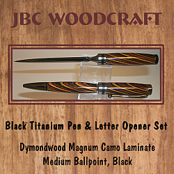 Dymondwood Magnum Camo, Black Titanium "Americana" Pen & Letter Opener Set ~ JBC Woodcraft®