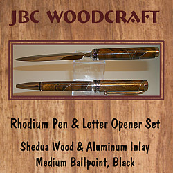 Shedua Wood, Rhodium "Americana" Pen & Letter Opener Set ~ JBC Woodcraft®