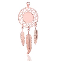 3-Piece Dream Catcher PENDANT SET, 14mm Round Bezel Setting - Copper