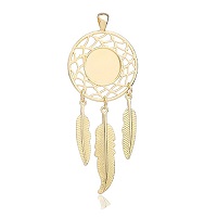 3-Piece Dream Catcher PENDANT SET, 14mm Round Bezel Setting - Goldtone