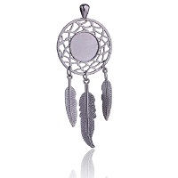 3-Piece Dream Catcher PENDANT SET, 14mm Round Bezel Setting - Gun Metal