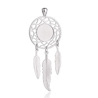 3-Piece Dream Catcher PENDANT SET, 14mm Round Bezel Setting - Silvertone