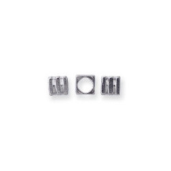3x4mm Nickel-Plated Pewter Corrugated CUBE Beads