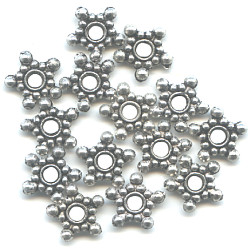 1x8mm Lead-Safe Antiqued Pewter Studded Star DISC / SPACER Beads
