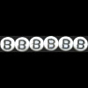 6mm Opaque White w/Black Czech Pressed Glass Alphabet DISC Beads - "B"