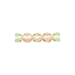 6mm Two-Tone Pink & Green Pressed Glass FACETED ROUND (Fire Polished) Beads