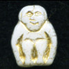 11x15mm Opaque White w/Gold Etch Czech Pressed Glass MONKEY Beads