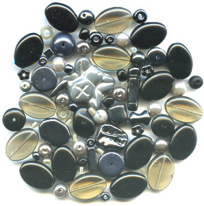 Czech Pressed Glass *MONOCHROME MIX* Bead Assortment