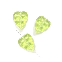 8x10mm Transparent Olive Green Pressed Glass LEAF Beads