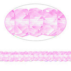 3x6mm Transparent Rose Pink Pressed Glass FACETED DISC Beads