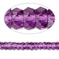 3x6mm Transparent Amethyst Pressed Glass FACETED RONDELLE / DISC Beads