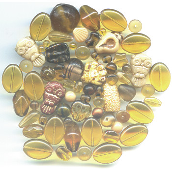 Czech Pressed Glass *NATURAL MIX* Bead Assortment