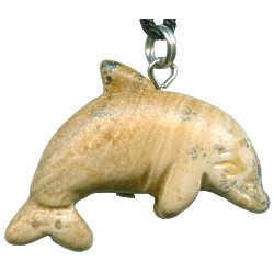 15x33mm Picture Jasper DOLPHIN Animal Fetish Pendant/Focal Bead