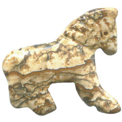 20x24mm Picture Jasper HORSE Animal Fetish Bead