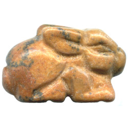 11x18mm Picture Jasper 3-D RABBIT Animal Fetish Bead