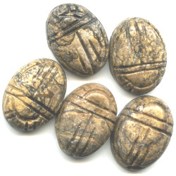 12x17mm Picture Jasper SCARAB, BEETLE Beads