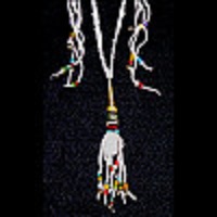 Old-Style *Buffalo Tooth* Necklace, Porky Quill & Vintage Glass Trade Beads