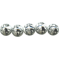 14mm Hand Painted Porcelain Petroglyph ROUND Beads